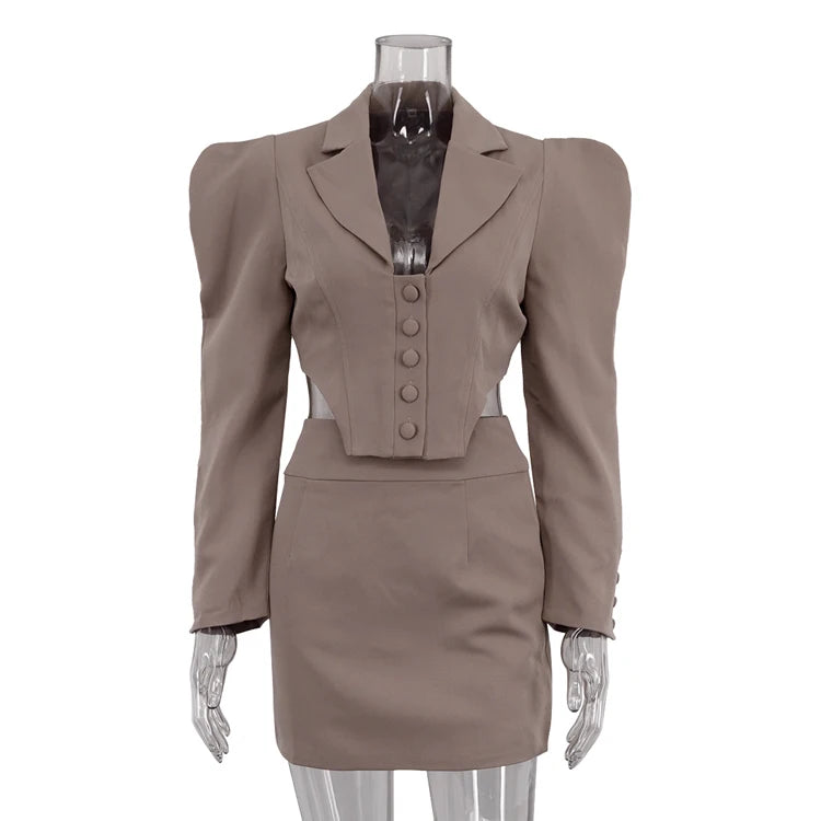 Two Piece Blazer and Skirt Suit -