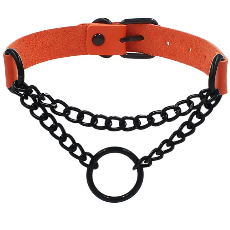 Round Layered Necklace Black Chain for Women and Men -