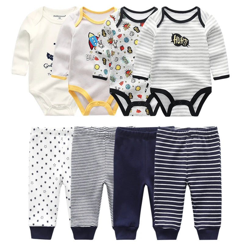Keep your little one comfy in this versatile 4-piece baby bodysuit set—perfect for both girls and boys! -
