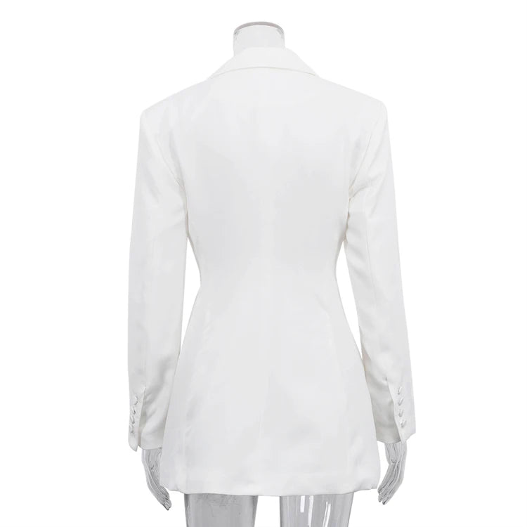 Hourglass Cinched Waist White Blazer Women -