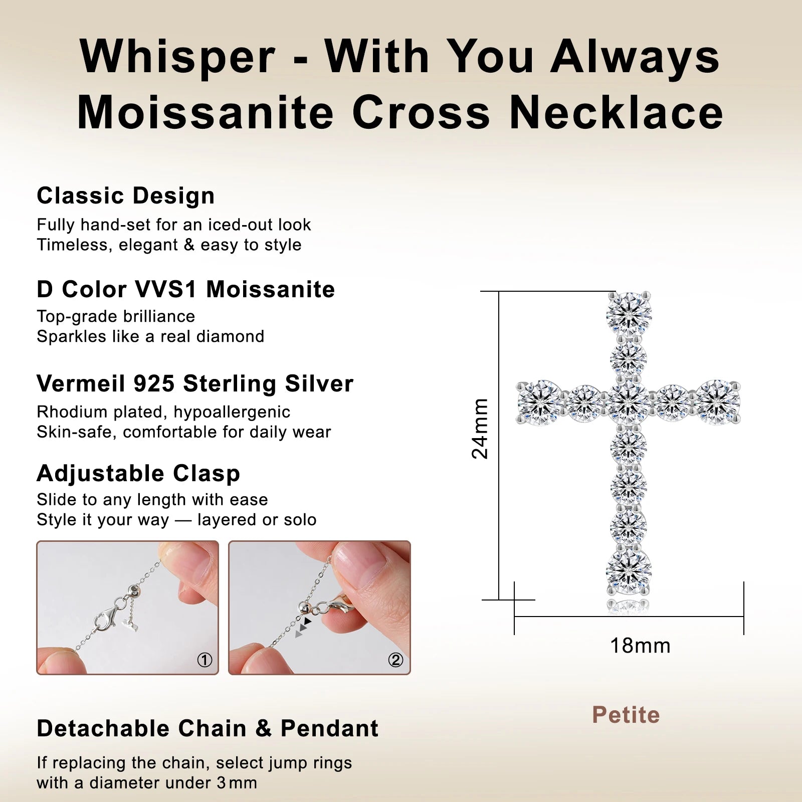 1.4ct Moissanite Diamond Cross -