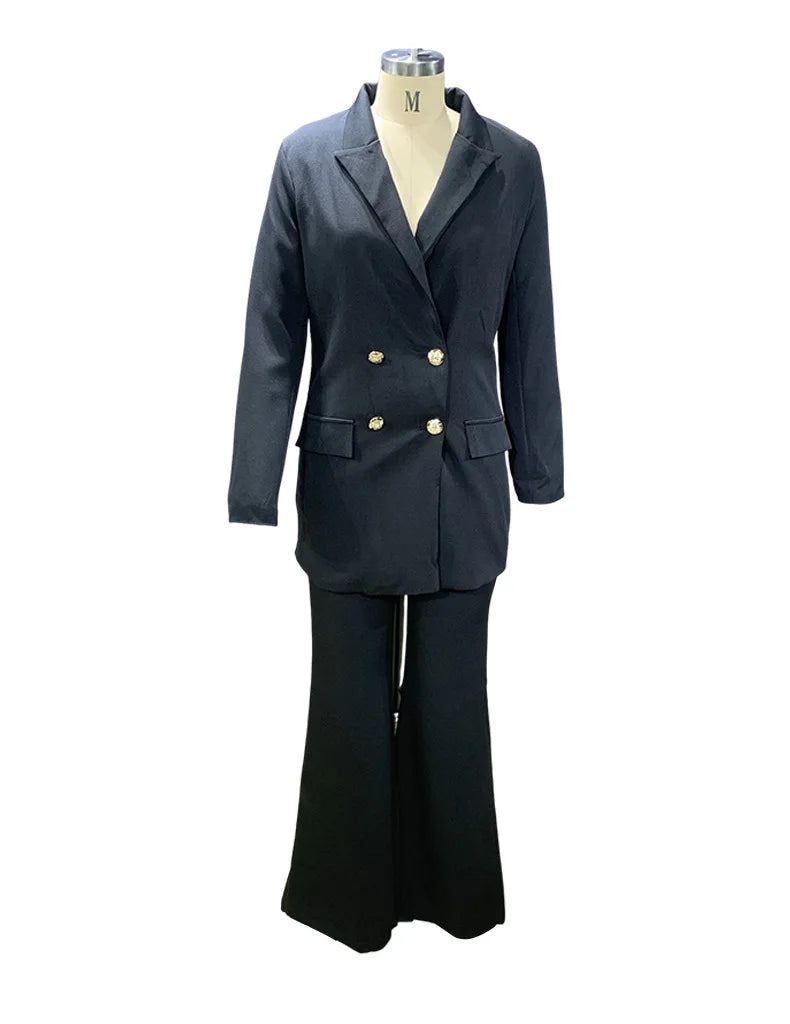 Women's Casual Blazer Wide Leg Suit -
