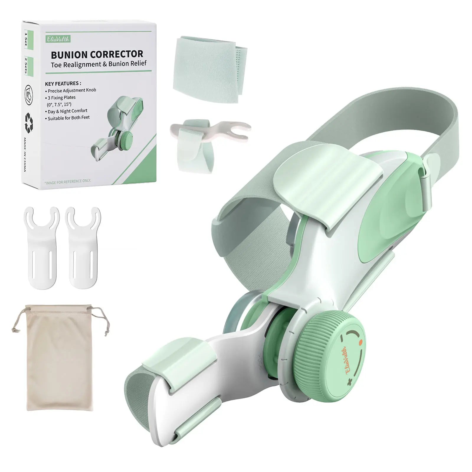 Precision Bunion Corrector with Adjustable Knob Flexible Fit Design for Daily Toe Separator & Support -