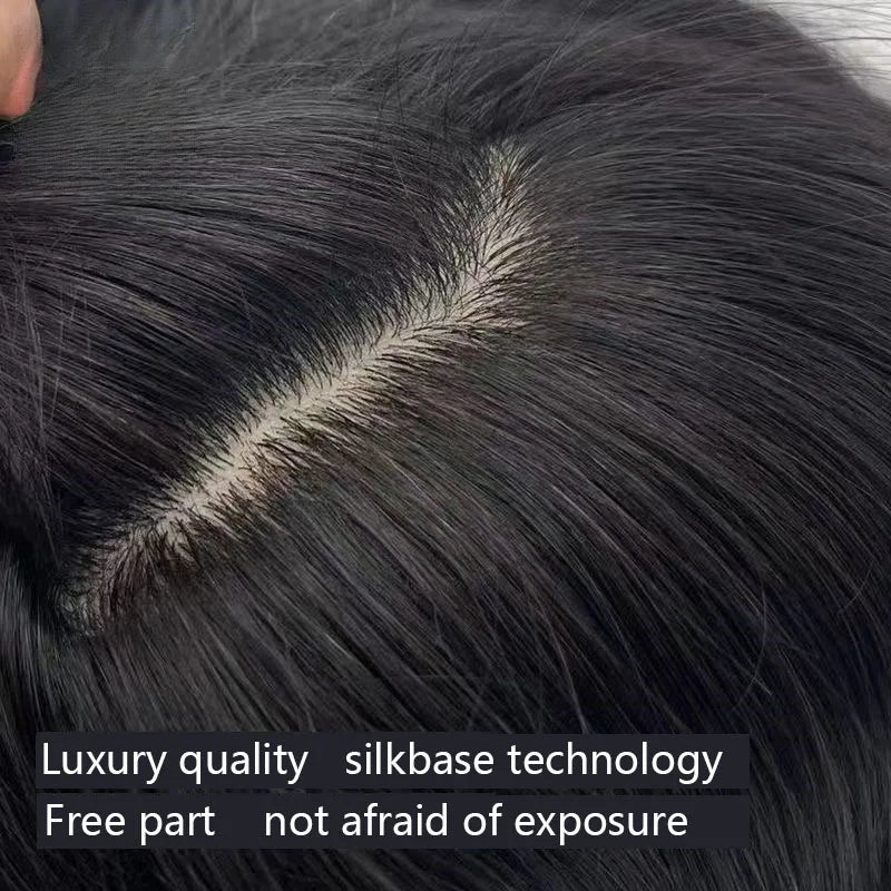 Men Toupee Silk Base Hair Invisible Hairline Men Replacement Hairpieces Men Toupee Silk Base Human Hair Toupee -