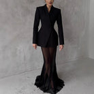 Women's Elegant Solid Blazer Skirt Set -