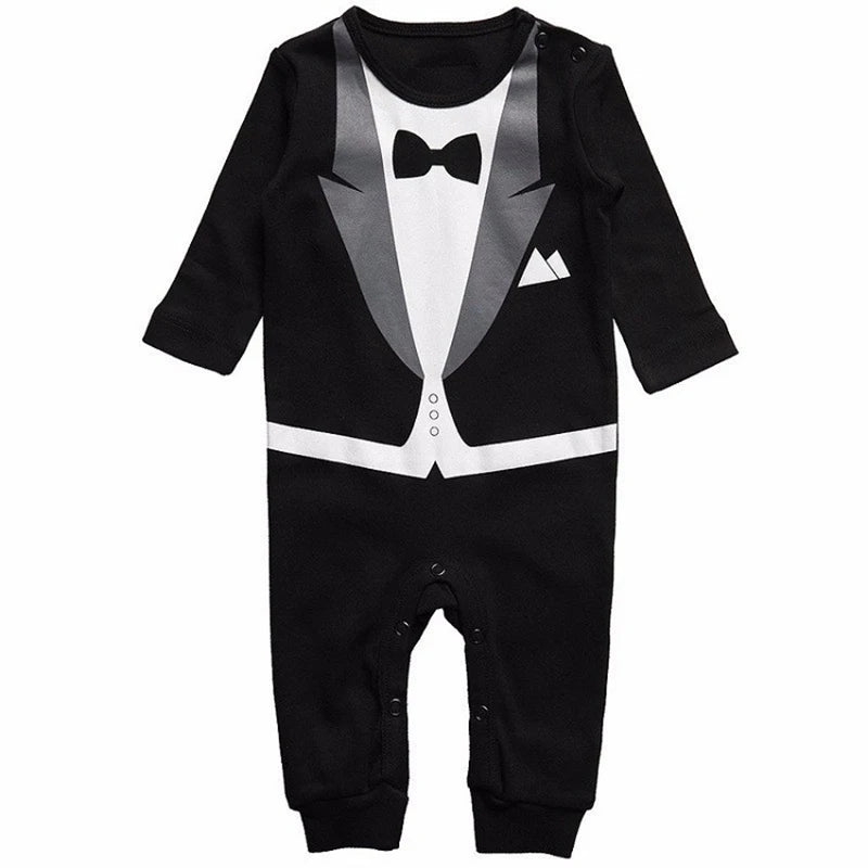 Dress your little gentleman in style with this cotton formal romper—perfect for baby boys who love to look sharp and charming! -