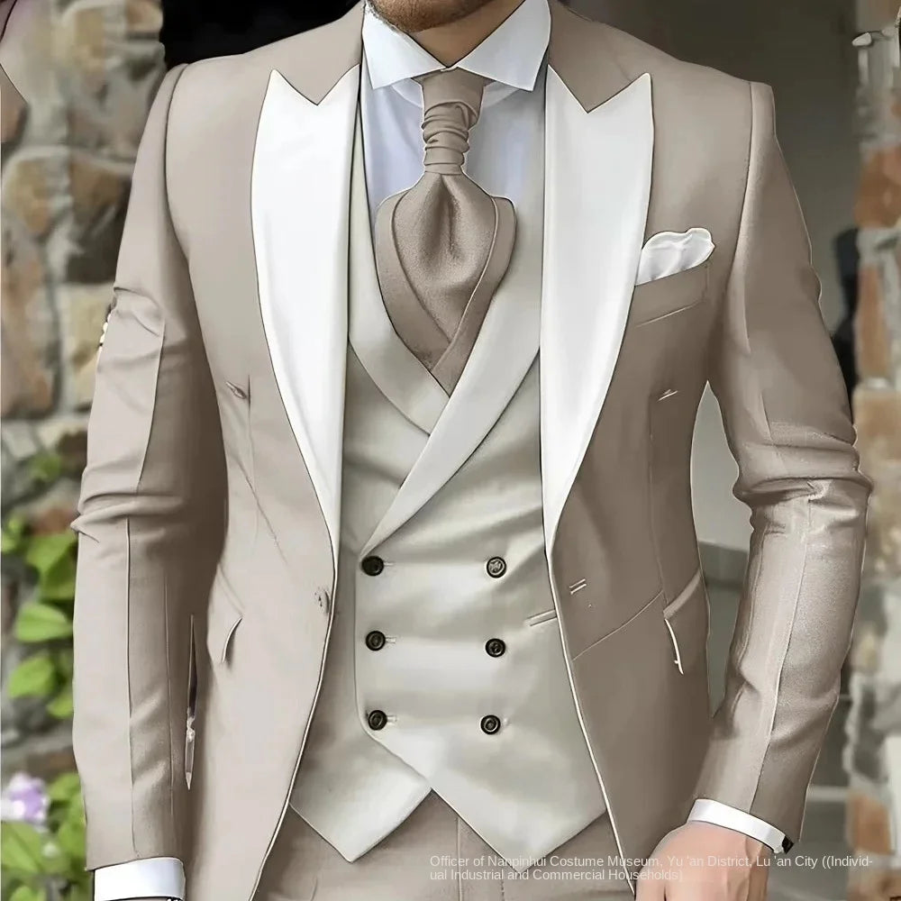 Slim Fit Suit for Men - Elegant 3 Piece Wedding Tuxedo Set -