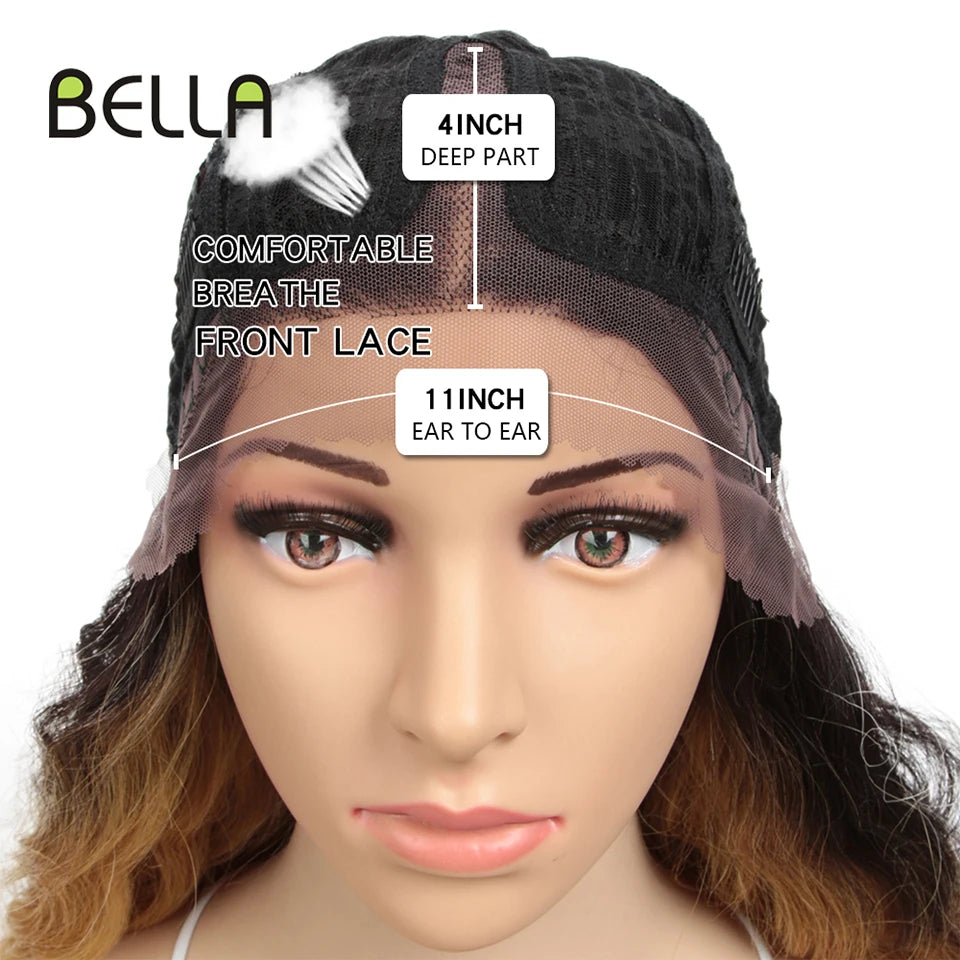 Make a bold statement with this 30-inch synthetic lace front wig featuring deep wave curly blonde hair with pink accents—perfect for cosplay and standout style! -