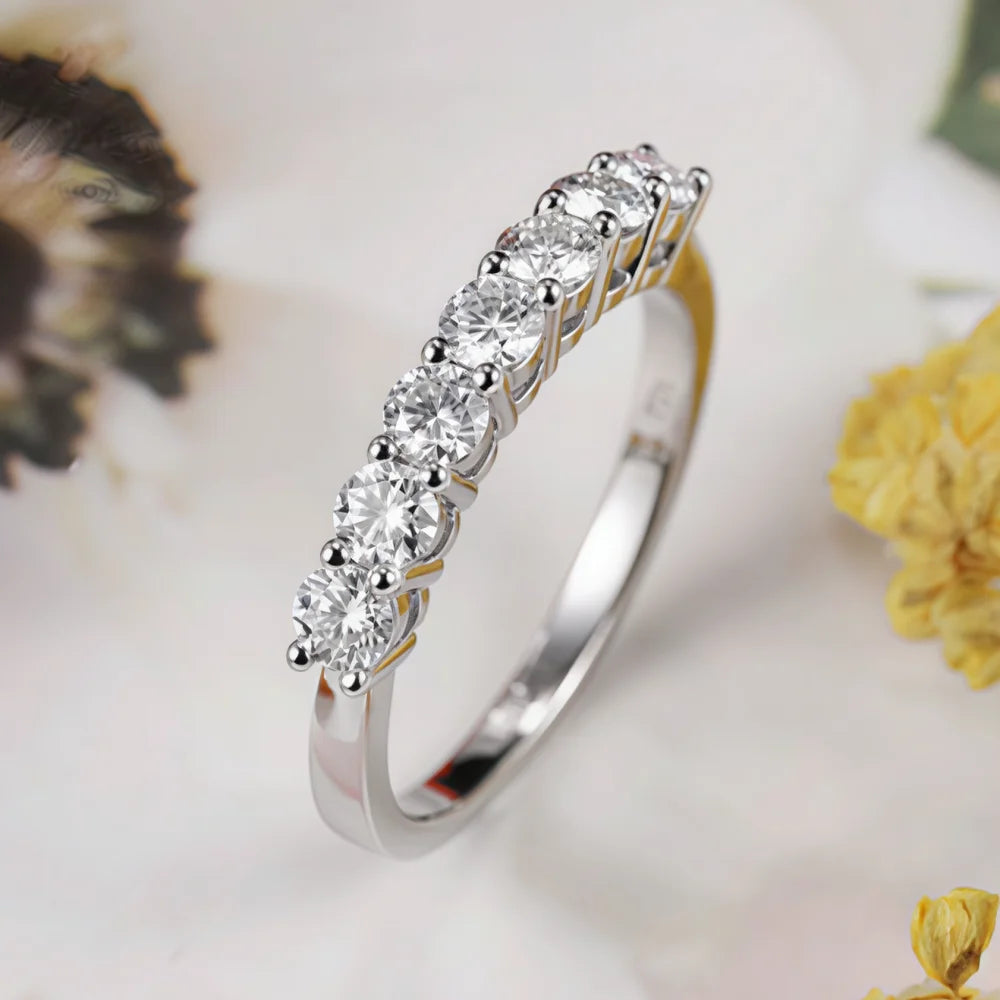 7-Stone 3mm D Color Moissanite Eternity Band -