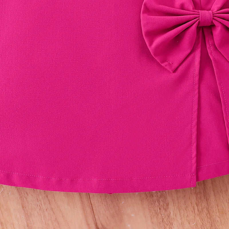 Medium-sized New Children's Leisure Top Culottes Colored Polka Dot Short Sleeve Worested Fabric Girls Clothing Sets -