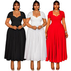 N8072 Plus Size Dresses Women Casual Summer Elegant V-Neck A-line Long Dresses Women African Dresses for Women Clothing -