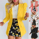 Women Formal Long Sleeve Blazers & Skirt Set -