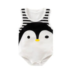 Keep your baby boy cool and comfy with this cotton sleeveles outfit featuring adorable cartoon bodysuit pajamas perfect for playtime and sleep! -