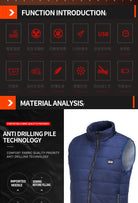 Stay warm and comfortable in cold weather with this electric heated jacket. With 9 heated vest zones and a unisex design, this heated sportswear is perfect for both men and women to stay cozy during outdoor activities in chilly conditions. -
