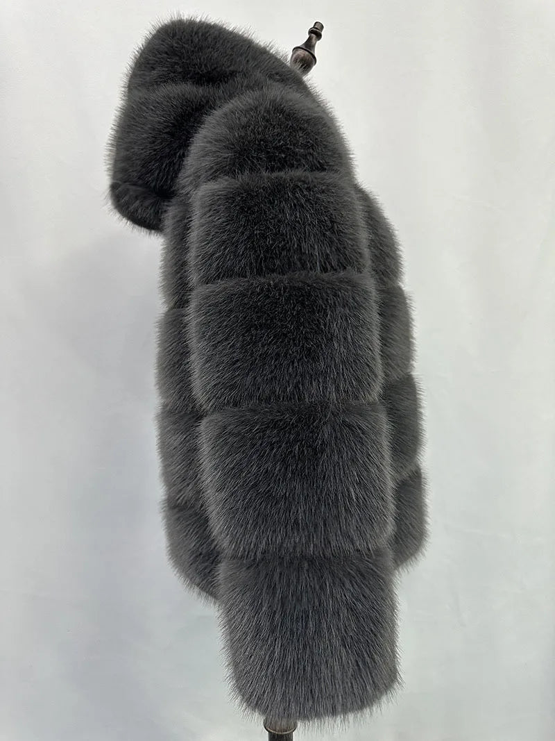 Fox Fur With Hood -