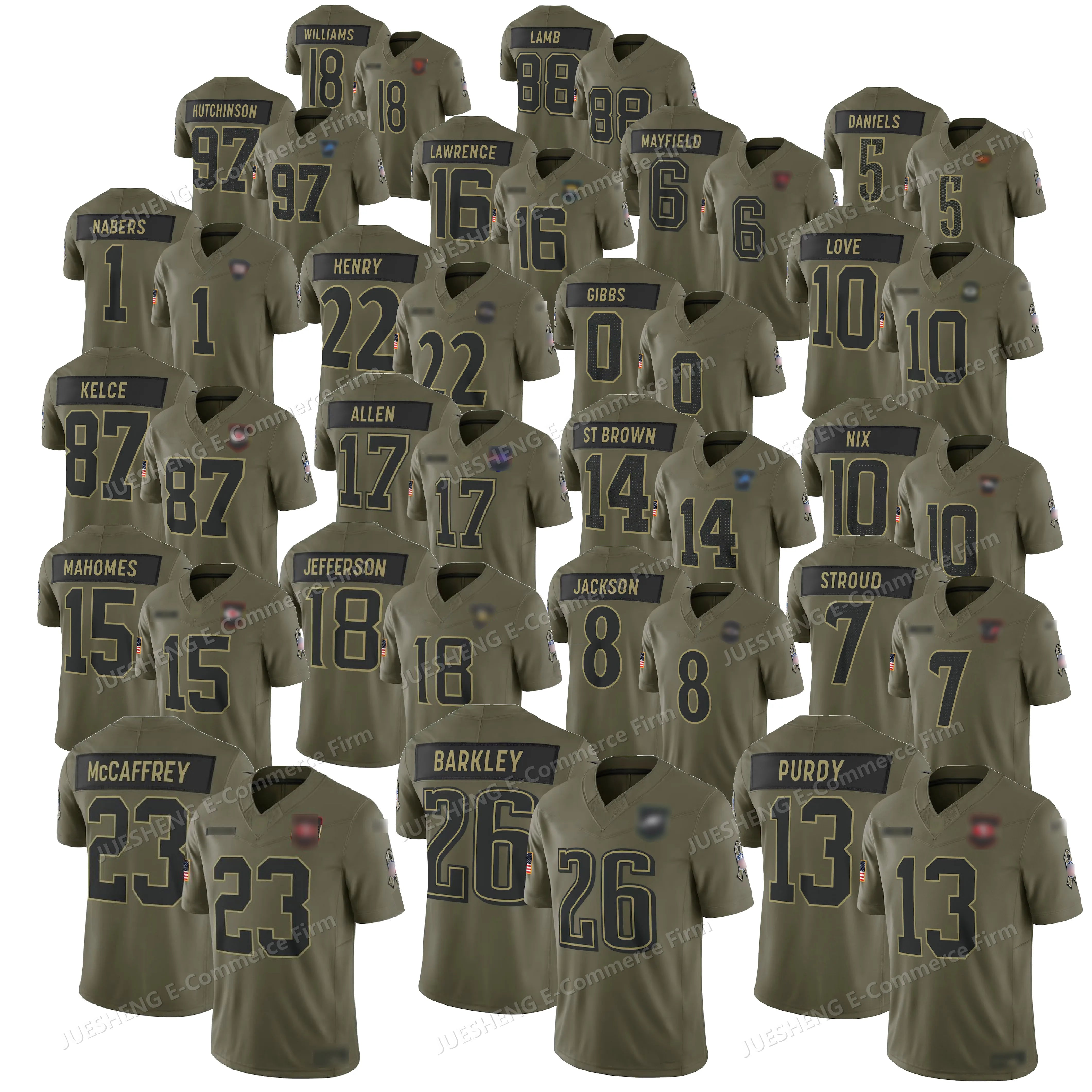 Salute to Service Jersey Barkley Mahomes Purdy Barkley Gibbs Allen Stroud -
