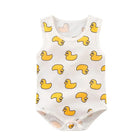 Keep your baby boy cool and comfy with this cotton sleeveles outfit featuring adorable cartoon bodysuit pajamas perfect for playtime and sleep! -