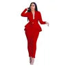 Solid Bow Ruffled Suit -