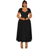 N8072 Plus Size Dresses Women Casual Summer Elegant V-Neck A-line Long Dresses Women African Dresses for Women Clothing -