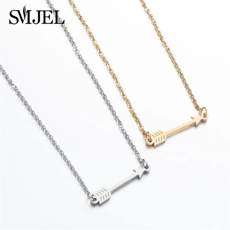 Simple Long Necklace with Arrow Pendant -