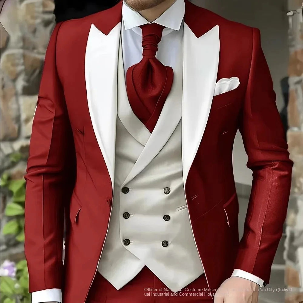 Slim Fit Suit for Men - Elegant 3 Piece Wedding Tuxedo Set -