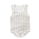 Keep your baby boy cool and comfy with this cotton sleeveles outfit featuring adorable cartoon bodysuit pajamas perfect for playtime and sleep! -