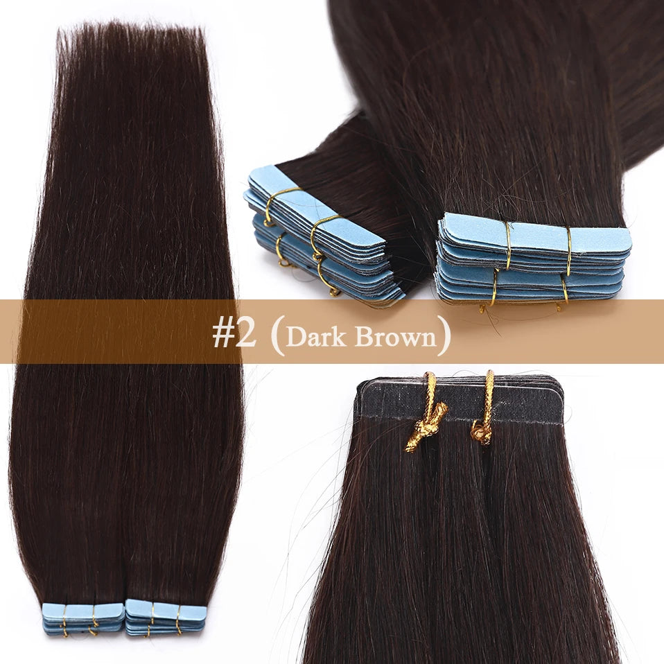S-noilite Tape In Human Hair Extensions 2.5g/pc Straight Glue In Real Hair Extensions Human Hair Seamless Invisible Double Sides -