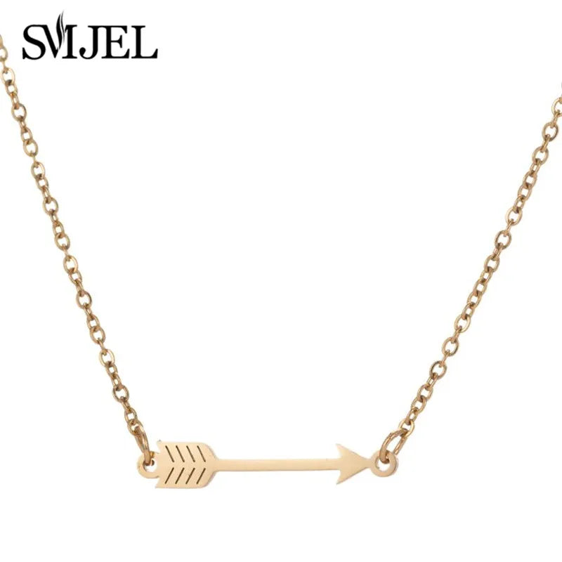 Simple Long Necklace with Arrow Pendant -