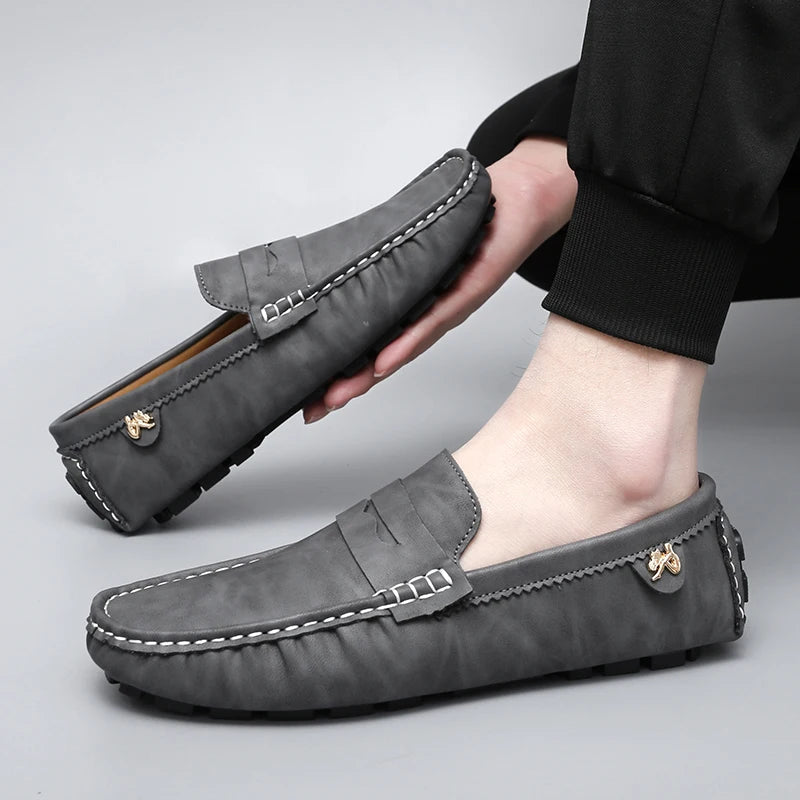 Leather Slip-On Loafers -