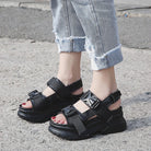 Summer Women Platform Sandals Fashion Buckle Design White 7cm Increasing Sandals Thick Sole Casual Platform Shoes Female -