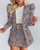 Women Formal Long Sleeve Blazers & Skirt Set -