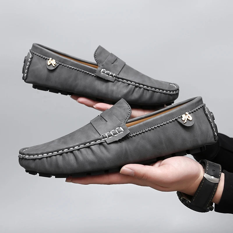 Leather Slip-On Loafers -