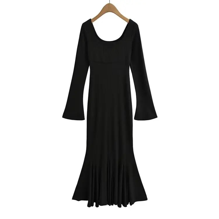 Horn Sleeve Fishtail Dress -