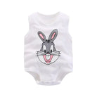 Keep your baby boy cool and comfy with this cotton sleeveles outfit featuring adorable cartoon bodysuit pajamas perfect for playtime and sleep! -