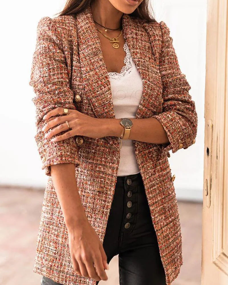 Make a statement in this double-breasted blazer—classy and confident! -