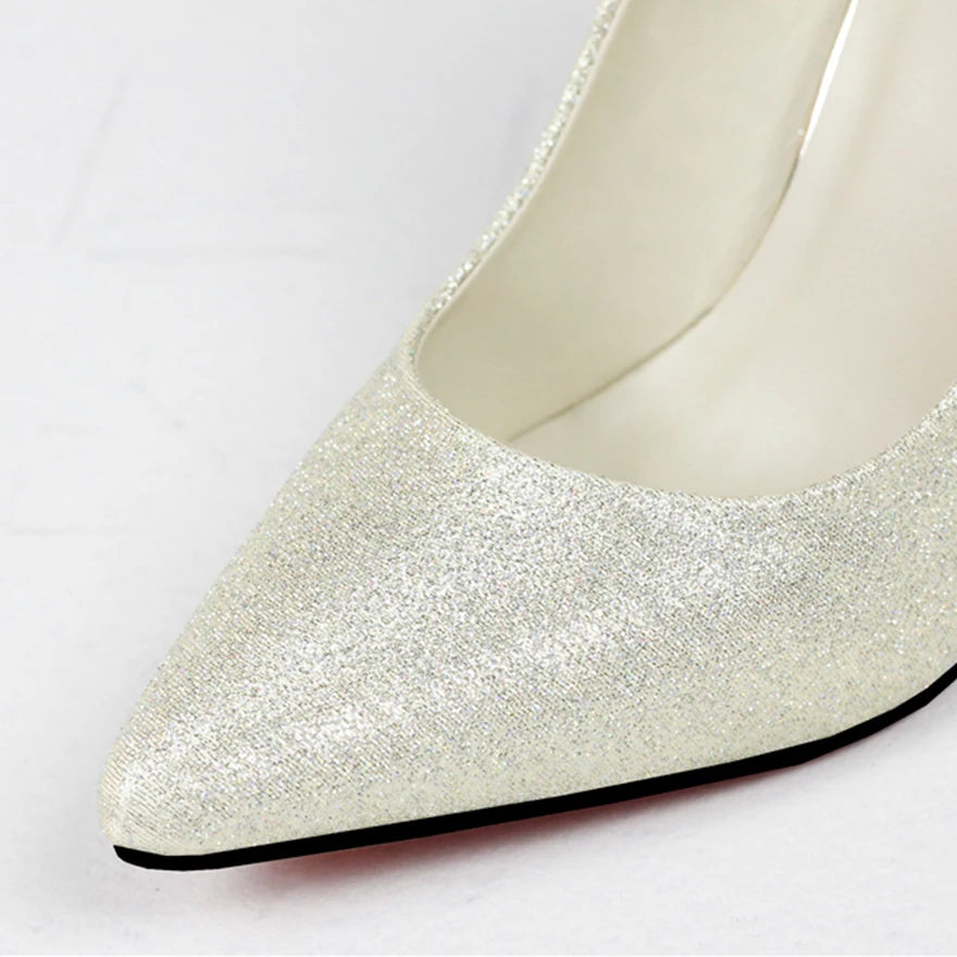 Women Pumps Red, Gol,d Pointy Toe Dress High Heel Shoes. -