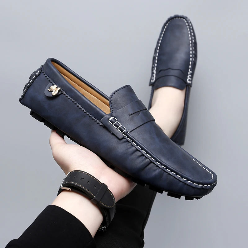 Leather Slip-On Loafers -