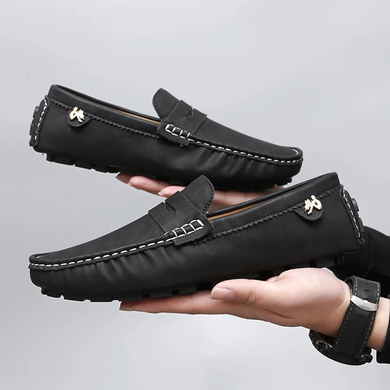 Leather Slip-On Loafers -