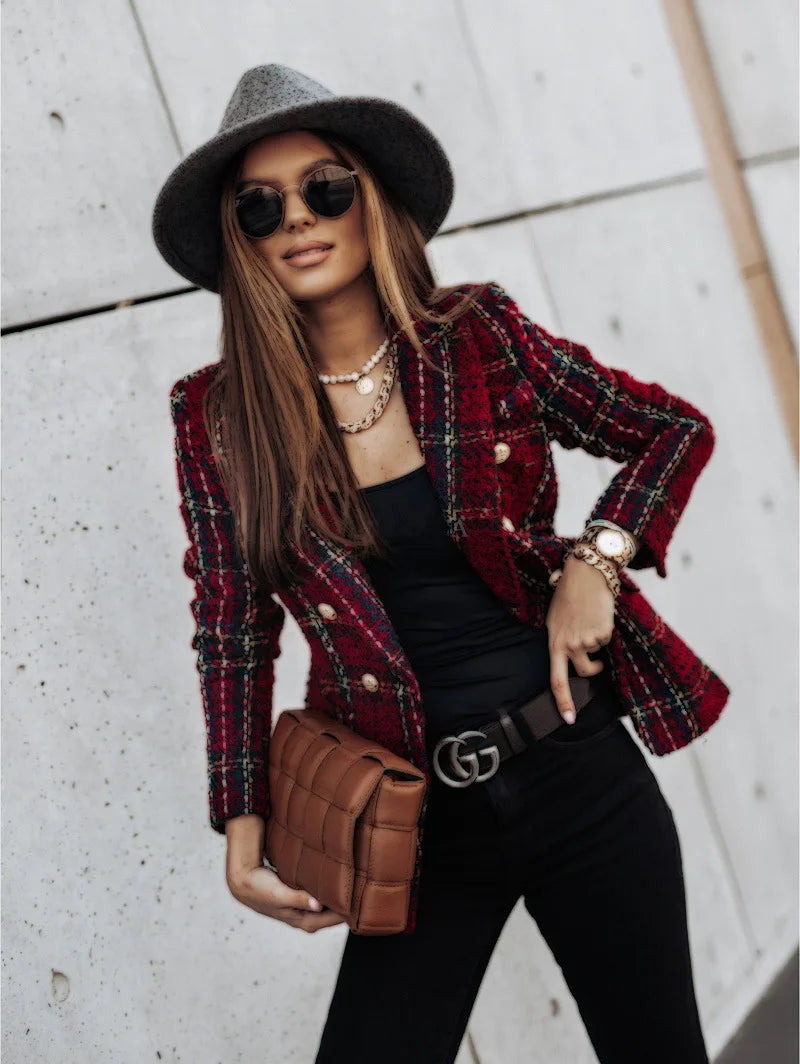 Make a statement in this double-breasted blazer—classy and confident! -