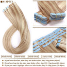 S-noilite Tape In Human Hair Extensions 2.5g/pc Straight Glue In Real Hair Extensions Human Hair Seamless Invisible Double Sides -