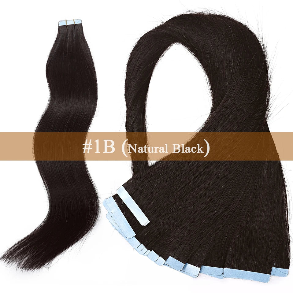 S-noilite Tape In Human Hair Extensions 2.5g/pc Straight Glue In Real Hair Extensions Human Hair Seamless Invisible Double Sides -