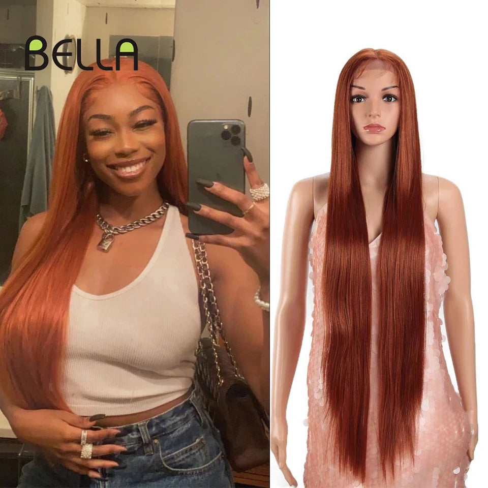 Make a bold statement with this super long 38 straight lace front wig—featuring a stunning Lolita pink and blonde blend, perfect for cosplay and standout style! -