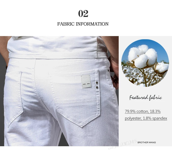 Men White Jeans Slim Fit -
