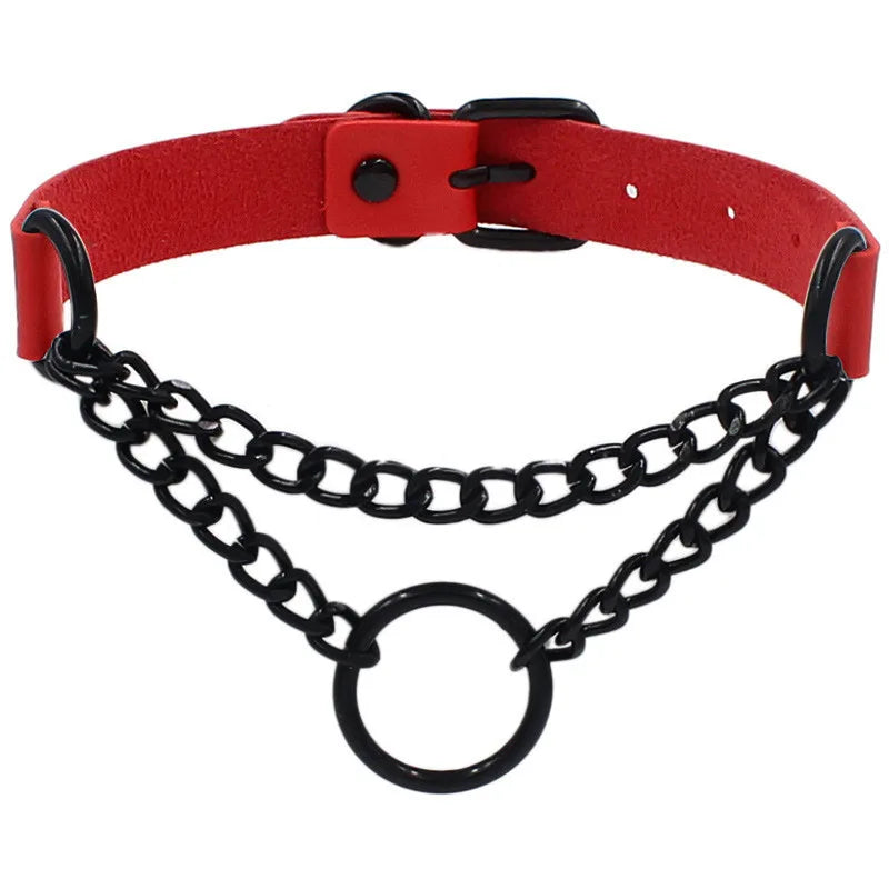 Round Layered Necklace Black Chain for Women and Men -