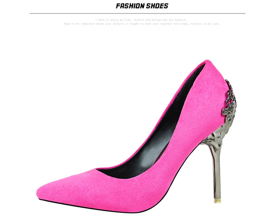 Women Pumps Red, Gol,d Pointy Toe Dress High Heel Shoes. -
