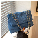 Elevate your style with this fashion luxury denim blue shoulder bag for women. Designed as a briefcase, this handbag is a chic and stylish accessory for a sophisticated and classy look. -