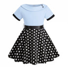 Hong Kong Style Retro Girl Western Style Polka Dot Short Sleeve Fashion Performance Costume Kids Cute Big Swing Dress European and American Summer -