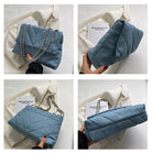 Elevate your style with this fashion luxury denim blue shoulder bag for women. Designed as a briefcase, this handbag is a chic and stylish accessory for a sophisticated and classy look. -