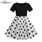 Hong Kong Style Retro Girl Western Style Polka Dot Short Sleeve Fashion Performance Costume Kids Cute Big Swing Dress European and American Summer -