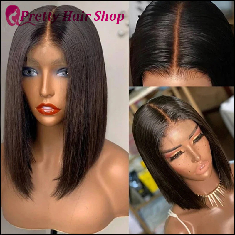 12A Double Drawn 2*6 Short Bob Wigs Brazilian Human Hair Wig -
